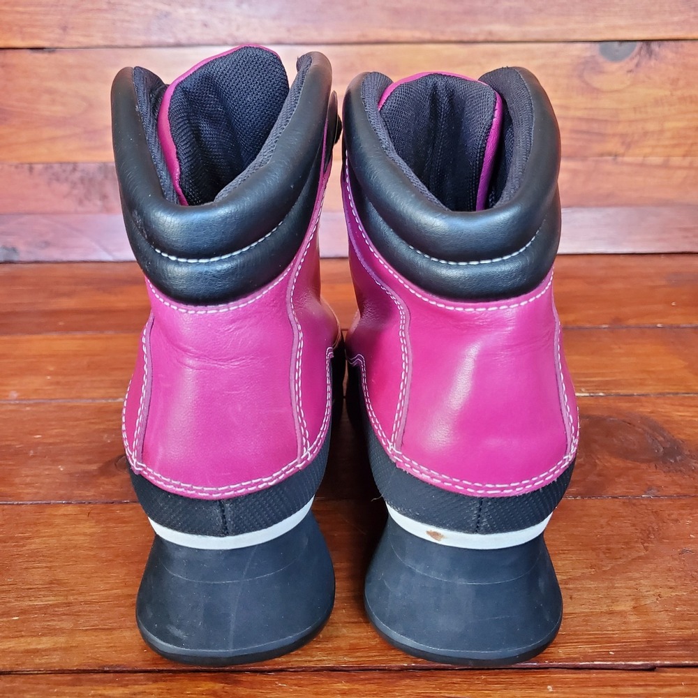 Timberland Euro Dub Ankle Boots Booties Women 7 Pink Leather - Picture 3 of 7